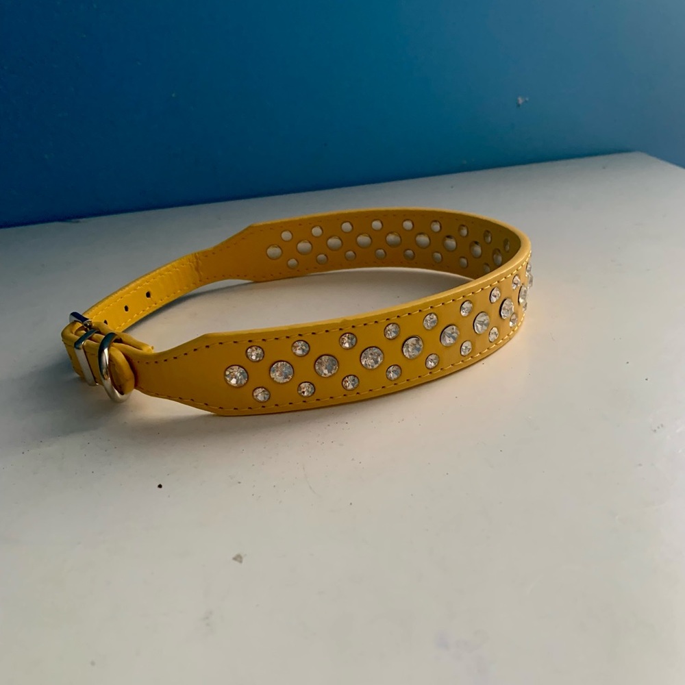 Yellow Rhinestone Dog Collar - Picture 1 of 4